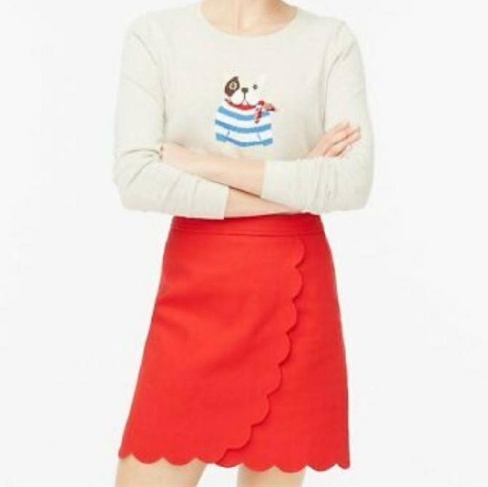 J. Crew red scalloped mini skirt sz 14 LIKE NEW